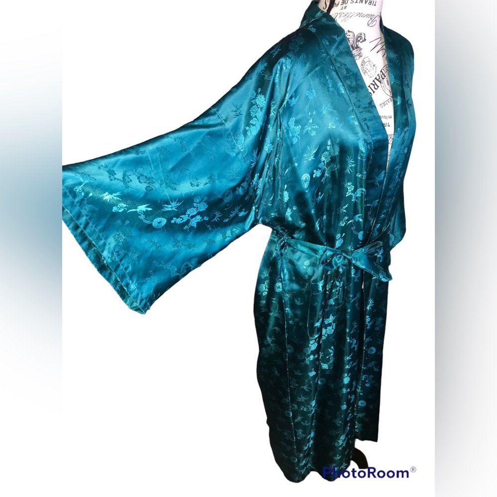 Medal Luxury Silk Robe Blue Bird Large STUNNING